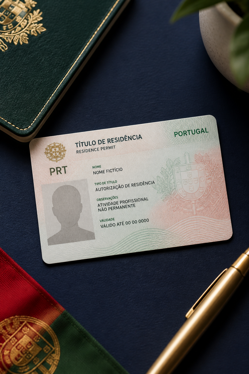 Mockup ilustrativo de título de residência português